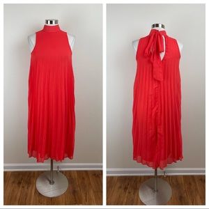Nasty Gal Red Orange Pleated Long Dress Flowy Women Size 4